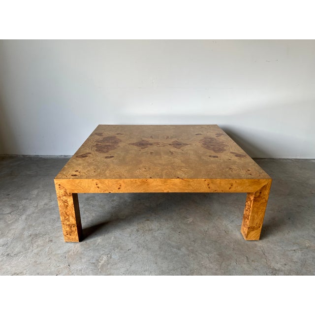 MidCentury Burlwood Parsons Square Coffee Table Attr. Milo Baughman