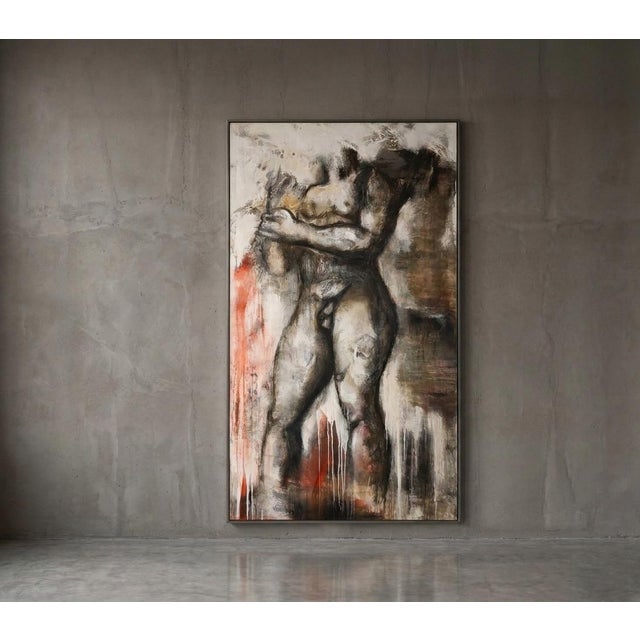 Pair of Abstract Figurative Nude, 1960, Oil on Canvas For Sale - Image 3 of 10