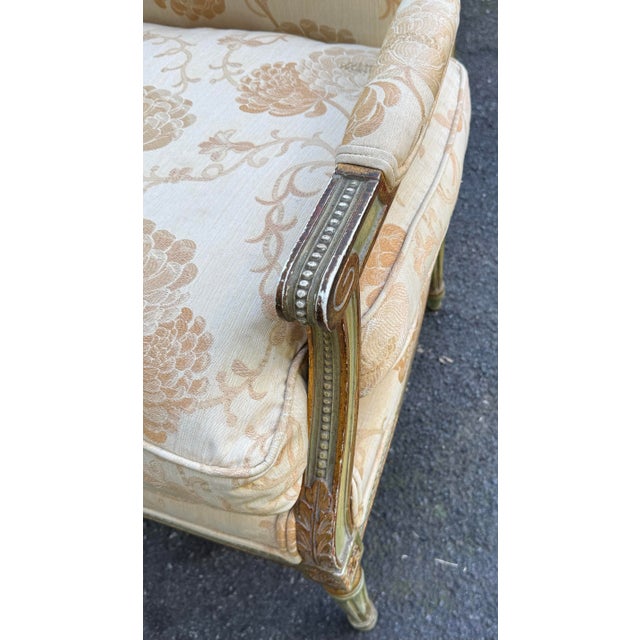 Vintage French Regency Parcel Gilt Upholstered Accent Armchair For Sale - Image 4 of 12
