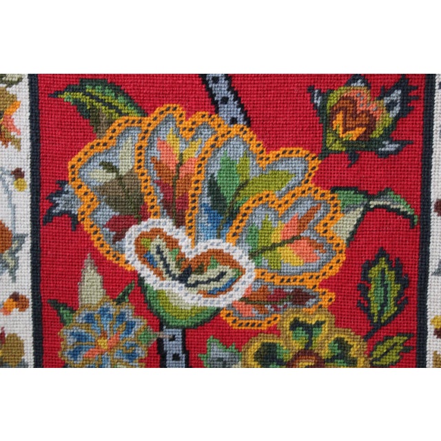 Boho Chic Vintage Mid-Century Psychedelic Flowers Needlepoint For Sale - Image 3 of 6