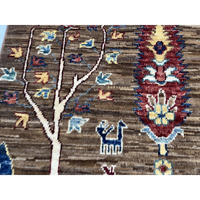 Bakhtiari Cypress Tree of Life Runner, Brown Ground, 2'9" X 11'9" For Sale - Image 4 of 10
