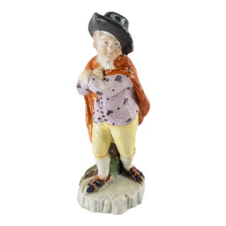 19th Century English Staffordshire Figure of Winter, Repaired For Sale