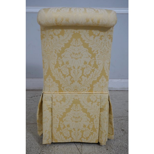 Century Furniture Pair Century Gold Damask Upholstered Slipper Chairs For Sale - Image 4 of 12