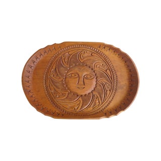 Hand Carved Wooden Sun Tray For Sale