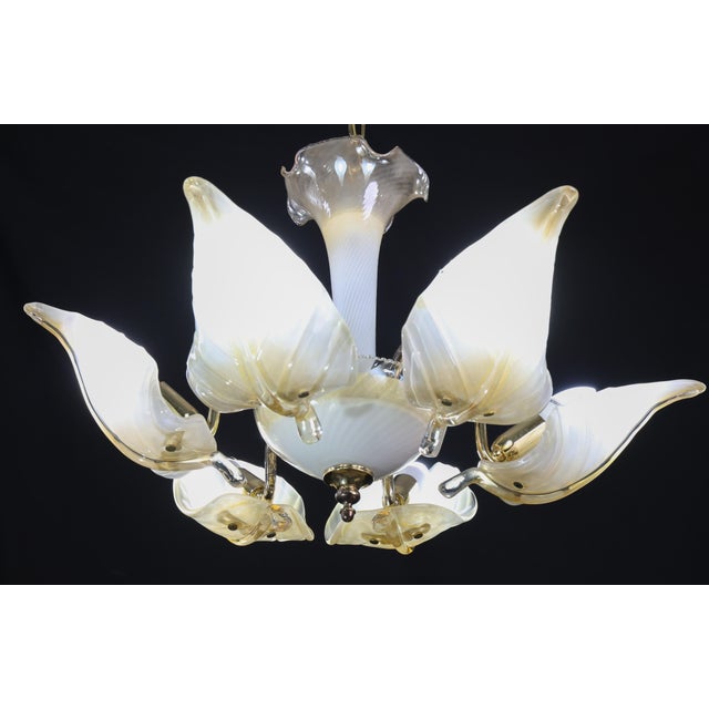 Exceptional Vintage 6-Light Gold Murano Glass Chandelier For Sale - Image 6 of 15