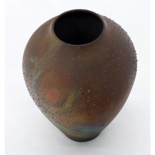 1970s Raku Fired Baluster Shape Mid-Century Modern Porcelain Vase For Sale - Image 5 of 11