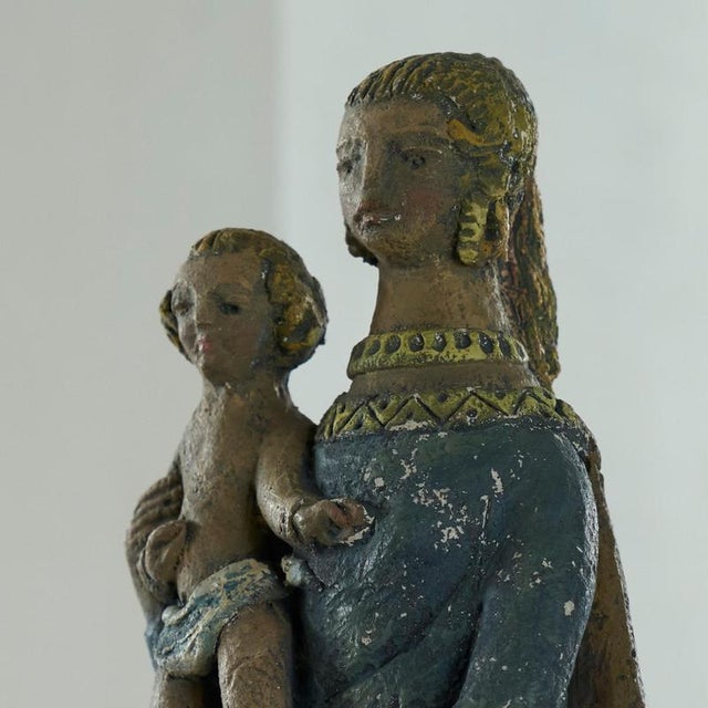 Mary with Child Sculpture in Clay, Early 20th Century For Sale - Image 4 of 12