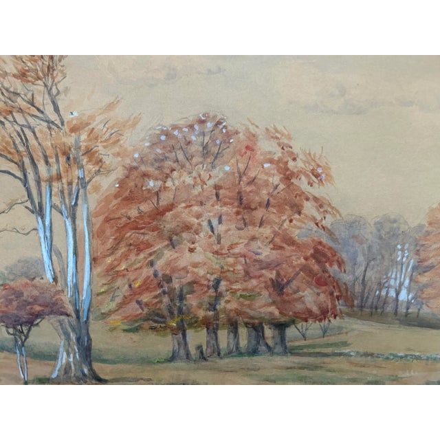 French Landscape Watercolor Painting, Signed 1940 For Sale - Image 4 of 7