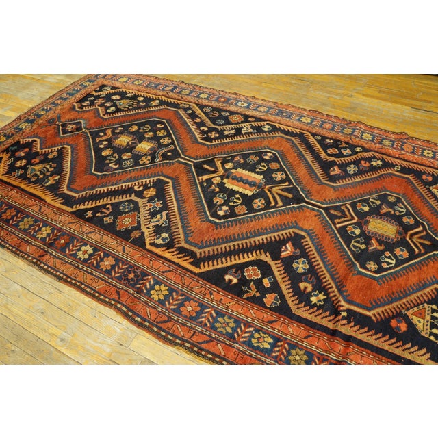 1900s Black Zig Zag Tribal Antique Caucasian Kazak Rug 5'6" X 10'4" Handknotted Wool Carpet For Sale - Image 4 of 7