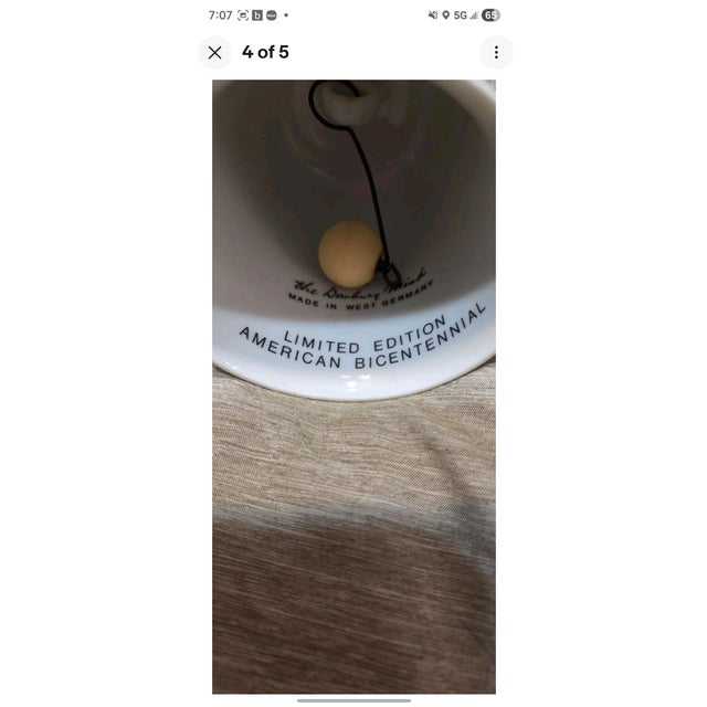 Danbury Mint Bicentennial Battle of Bunker Hill Limited Edition Porcelain Bell For Sale - Image 4 of 5