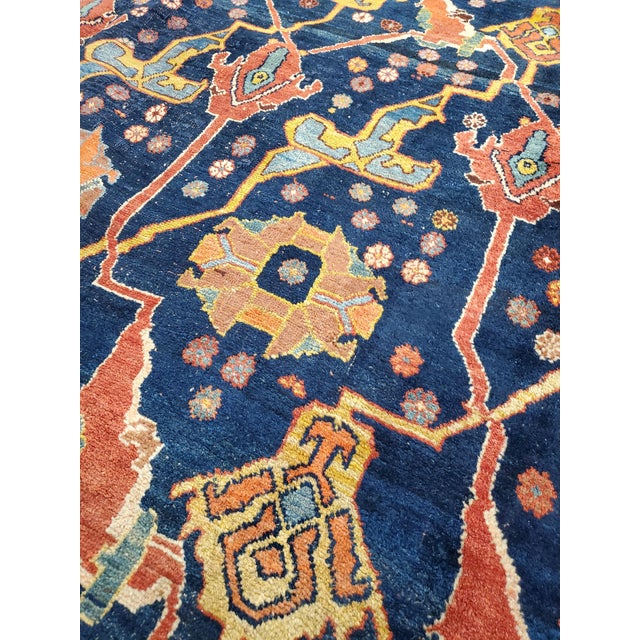 Antique Bijar Carpet Oriental Carpet, Handmade, Navy, Red, Light Blue and Green For Sale - Image 14 of 18