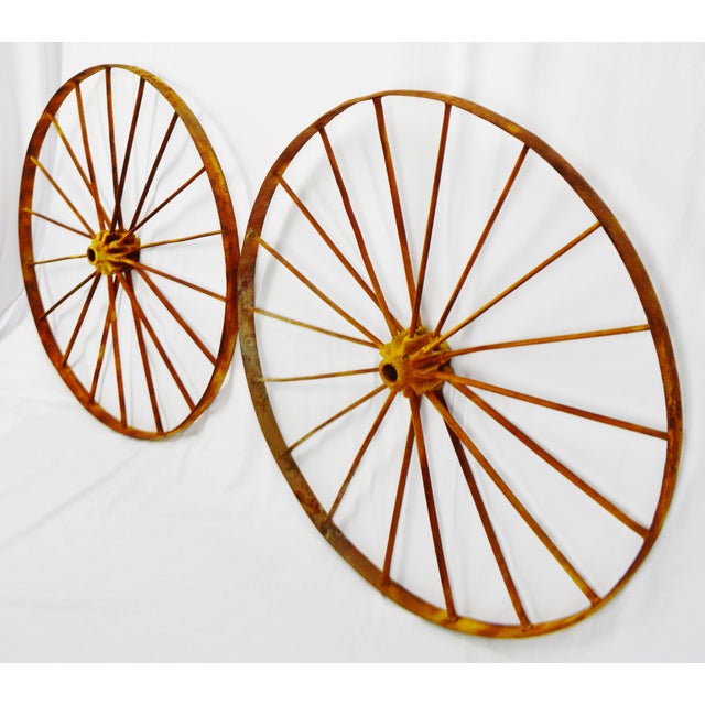 Antique Large 42" Metal Wagon Wheels a Pair Chairish
