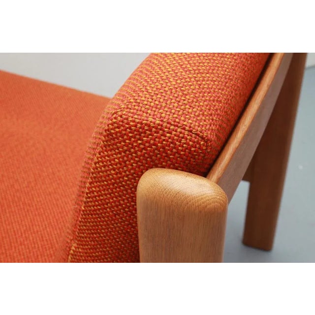 Lounge Chair in Light Oak and Orange Upholstery, 1975 For Sale - Image 4 of 12