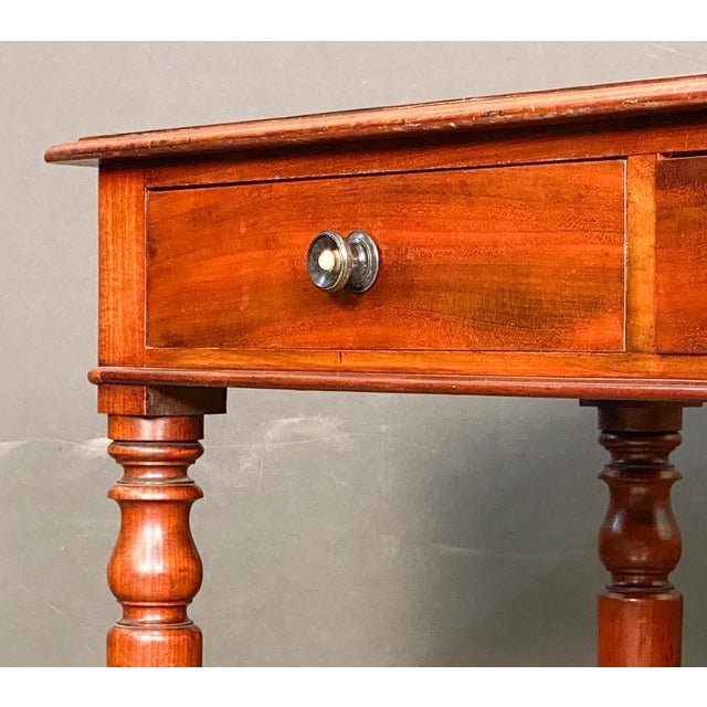 English Writing Desk or Side Table of Mahogany With Two Drawers on Casters For Sale In Austin - Image 6 of 11