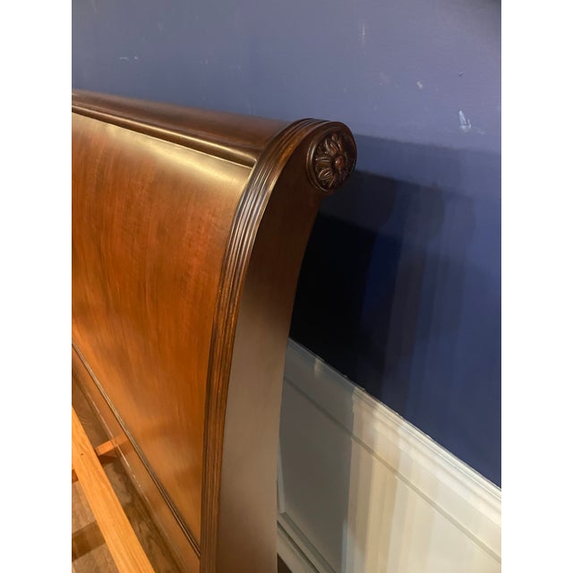 Traditional Mahogany King Size Sleigh Bed With Low Footboard by Leighton Hall - Showroom Sample For Sale - Image 3 of 10