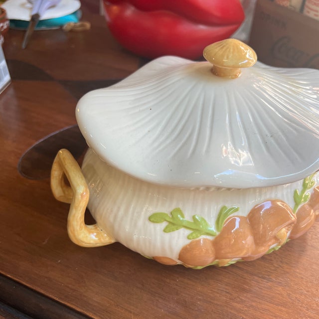 Up for consideration is a beautiful vintage country core ceramic mushroom soup tureen with a matching lid. This would look...