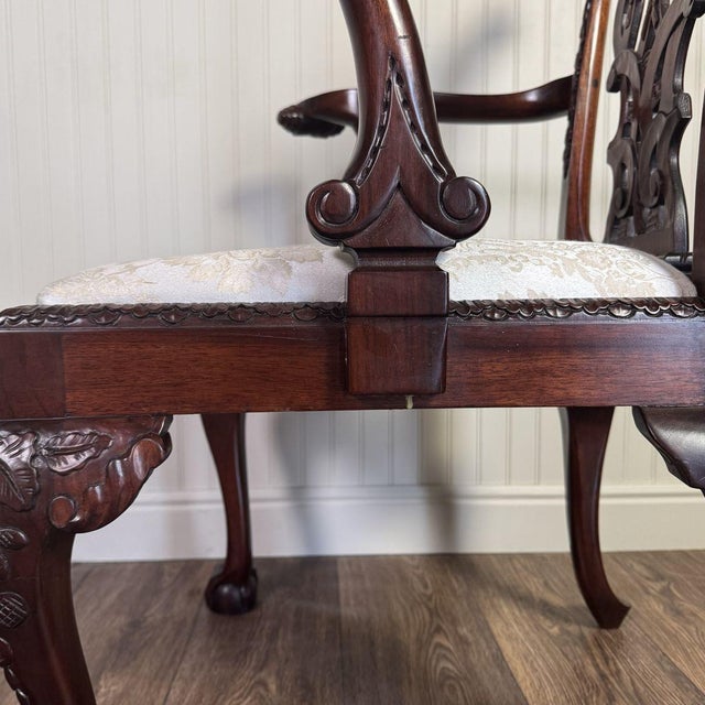 Vintage Irish Chippendale Revival Carved Mahogany Armchair For Sale - Image 10 of 15