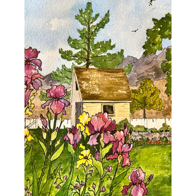 Original Watercolor Painting on Paper of “Larkspur Hill Flowershop” For Sale - Image 6 of 10