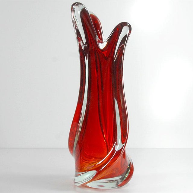 Mid-Century Modern Large Red Murano Glass Vase, 1970s For Sale - Image 3 of 11