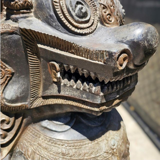 Metal Early 20th Century Monumental Bronze Khmer-Style Male Temple Guardian Statue For Sale - Image 7 of 13