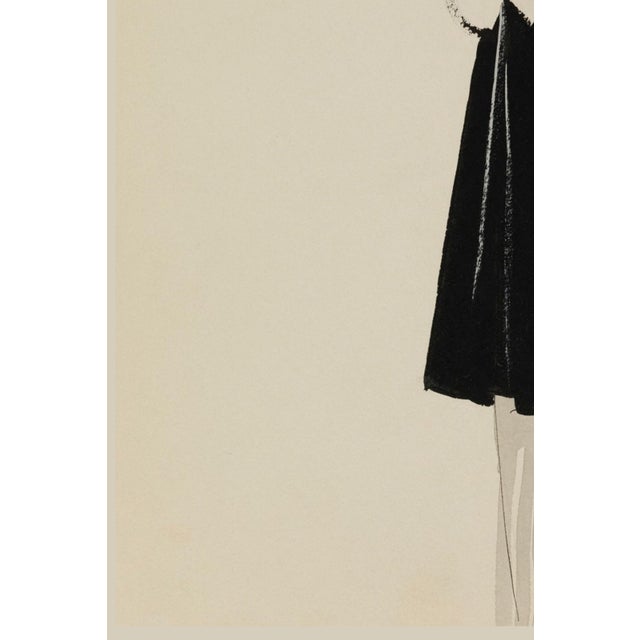 Paper Vintage French Fashion Art Print – Black Coat With White Fur Collar, 18" X 24" For Sale - Image 7 of 9