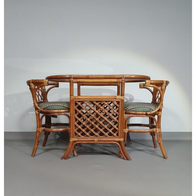Balcony Table and Chairs in Rattan and Bamboo, 1970s, Set of 3 For Sale - Image 5 of 18