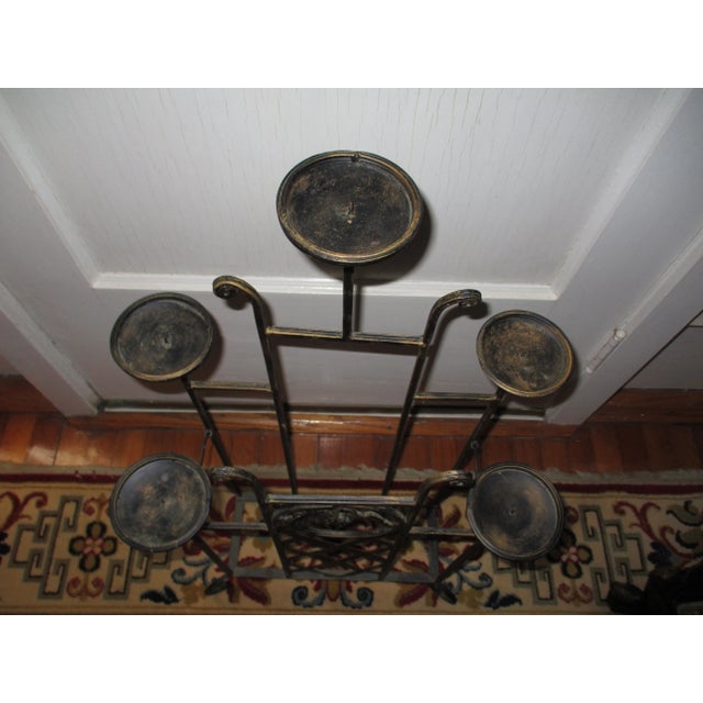 1980s Vintage Standing Metal Torch Candle Stand with Grape Leaf Design For Sale - Image 4 of 12