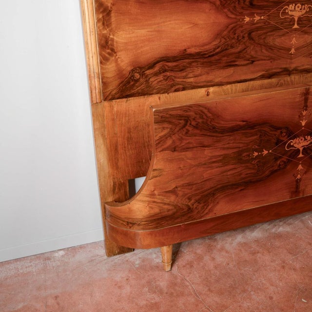 Art Deco Double Bed in Fur and Walnut Inlay For Sale - Image 11 of 18