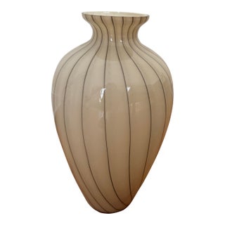 Mid-Century Modern Giant Striped Glass Baluster Vase For Sale