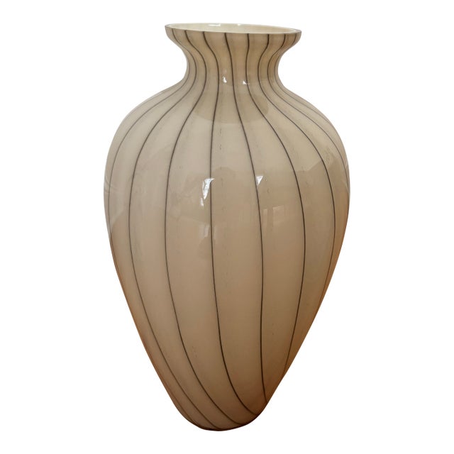 Mid-Century Modern Giant Striped Glass Baluster Vase For Sale