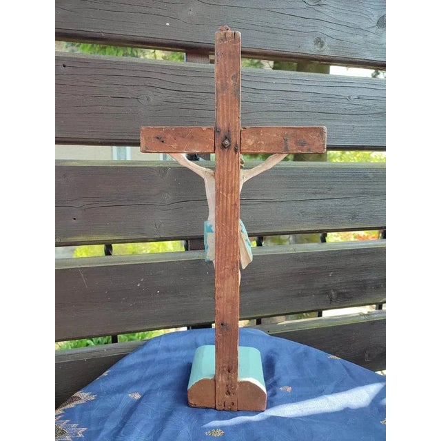 Pre-war wooden Lord Jesus standing cross, dimensions: height: 46.5 cm, width: 10.3 cm, depth: 10.3 cm. dimensions of the...