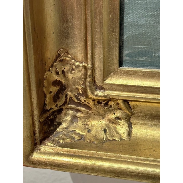 1920s Painting Oil on Canvas by Hugo Vilfred Pederson, Denmark of Sunset Village, Framed For Sale - Image 4 of 5