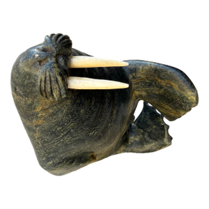 Eskimo Walrus Stone Sculpture by Adami Alariaq