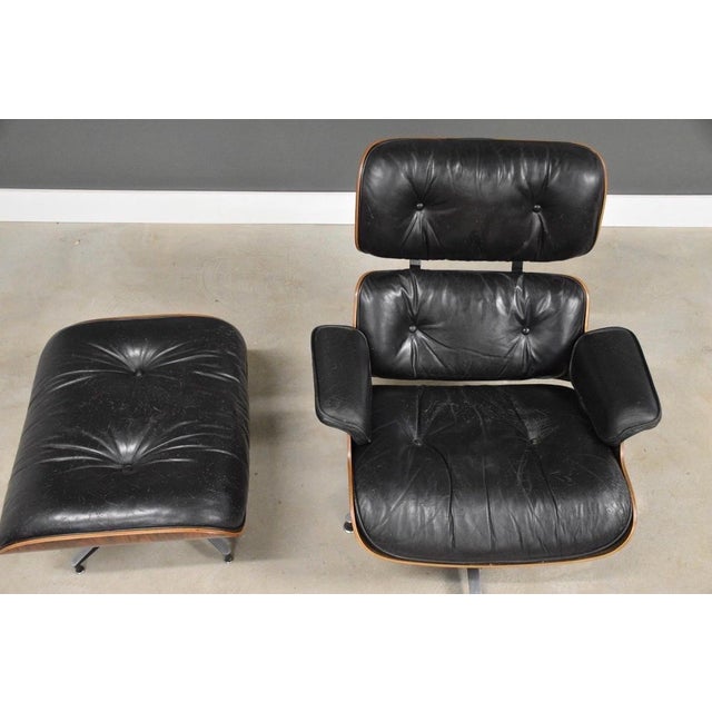 1970s Charles and Ray Eames Herman Miller Rosewood Lounge Chair and Ottoman For Sale - Image 5 of 12