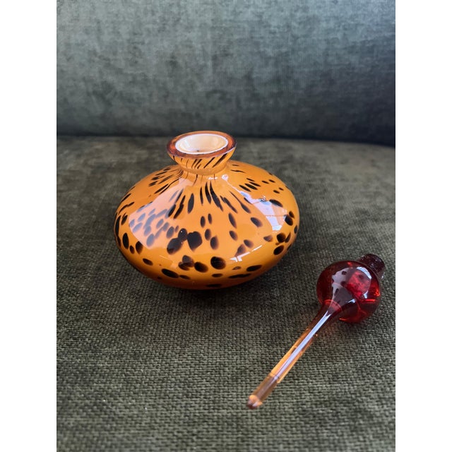 Vintage Murano Art Glass Amber Tone Leopard/Tortoise Perfume Bottle 1960s For Sale - Image 4 of 12
