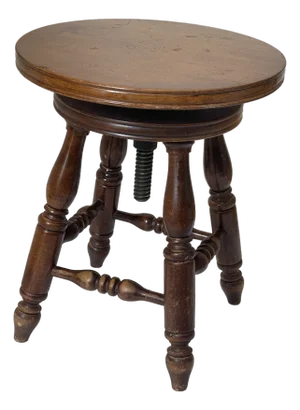 Reduced-Mid 20th Century Folk Art Round Table/Piano Stool