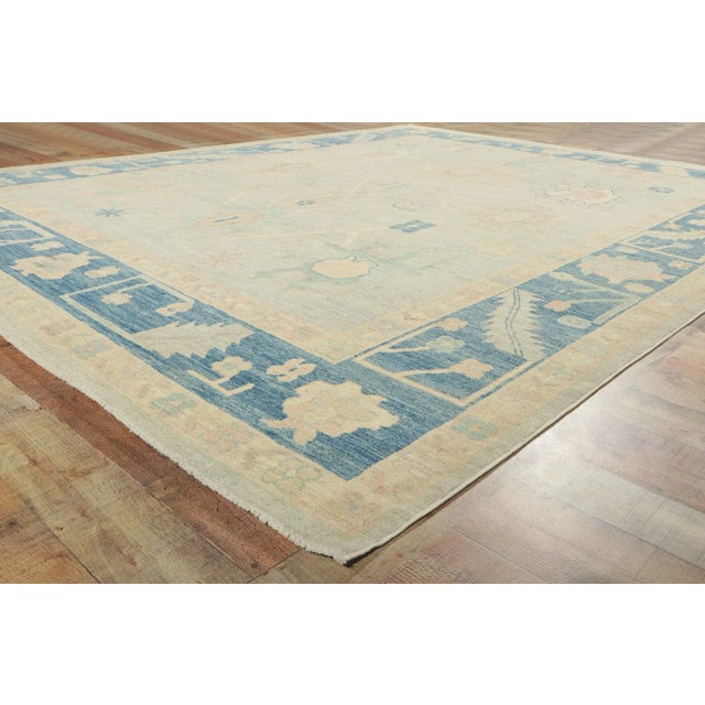 Vintage Style Oushak Rug With Soft Colors - 9'00 X 11'06 For Sale In Dallas - Image 6 of 9