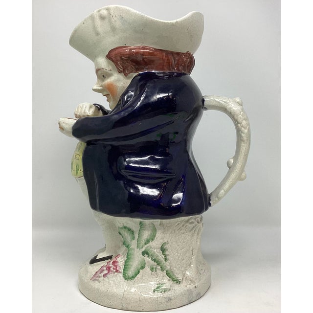 English Antique Staffordshire Drinking Toby Jug of "Mr. Snuff" C 1870 For Sale - Image 3 of 7