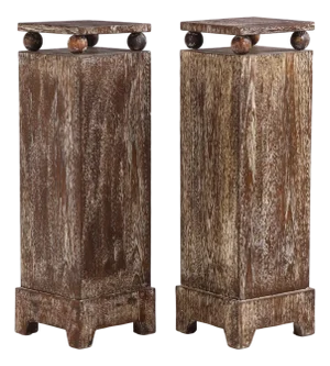 A Pair of Cerused Oak Pedestals. Contemporary.