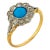 1910s Edwardian Turquoise Diamond 18k Yellow Gold Cluster Ring, Size 5.25 For Sale