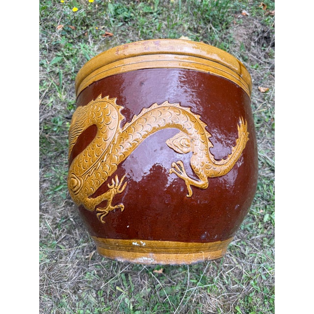 Chinese "Antique Quing Shiwan-Style Dragon Egg Pot Jardinière For Sale - Image 3 of 6