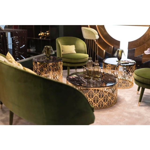 Black Marquina Black Marble & 24K Gold Arabesque Cabaret Coffee Table from VGnewtrend For Sale - Image 8 of 9