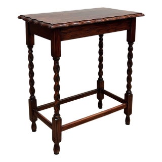 Antique English Oak Barley Twist Pie Crust Top Side Table For Sale