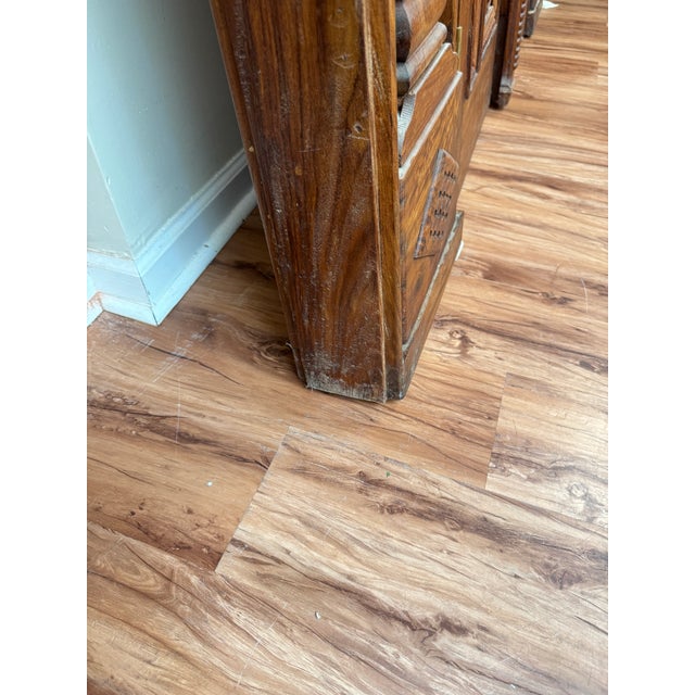 Brown Late 20th Century Large Golden Brown Carved Wooden Doors For Sale - Image 8 of 9