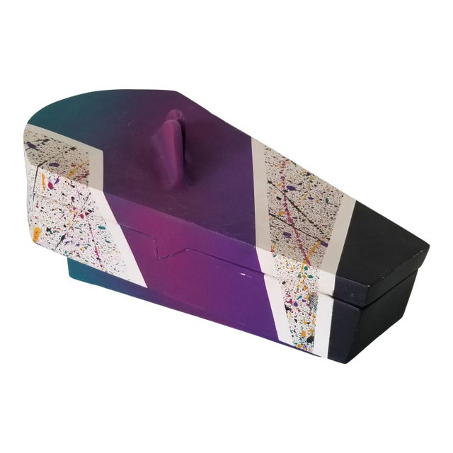 1990's S. Hostings Postmodern Style Art Ceramic Box. For Sale