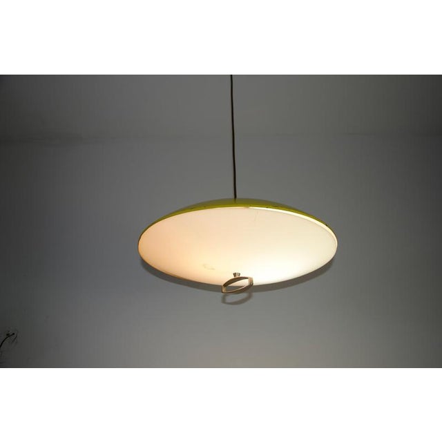 Metal Italian Yellow Pendant Lamp, 1950s For Sale - Image 7 of 12