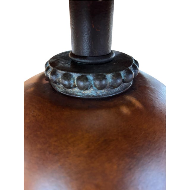 Sculptural Nature-Inspired Table Lamp With Ribbed Bamboo Shade, Dragonfly and Frog Finial For Sale - Image 4 of 11