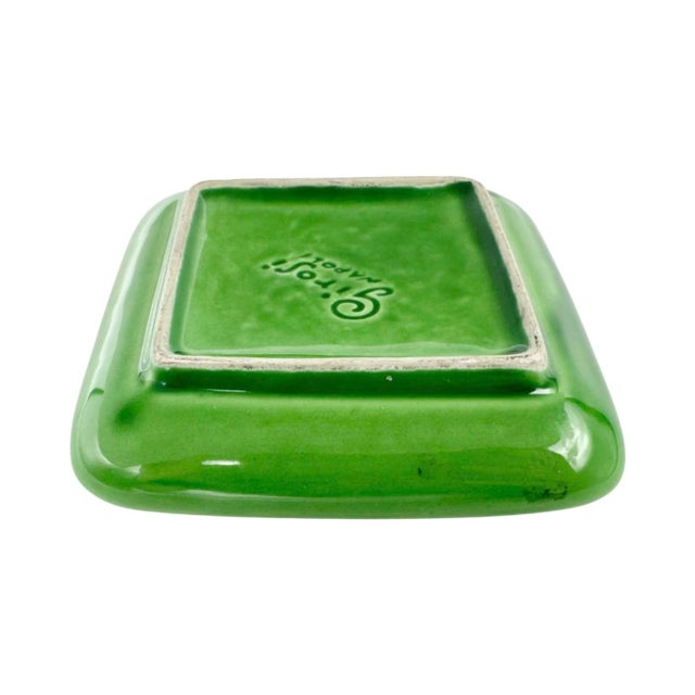 Mid 20th Century Vintage Parco Dei Principi Rome Ashtray Green Ceramic Hotel Catchall Italy For Sale - Image 5 of 9
