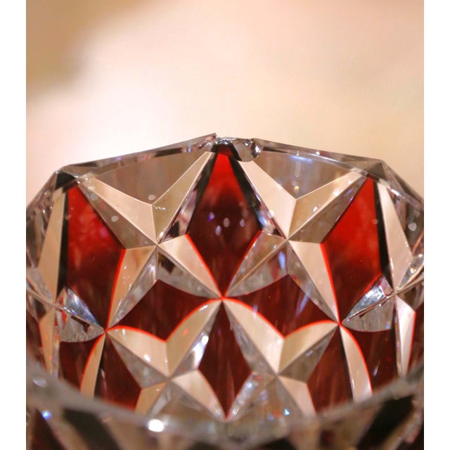 Mid 20th Century Mid-20th Century Bohemian Ruby Red Cut-to-Clear Crystal Vase For Sale - Image 5 of 6