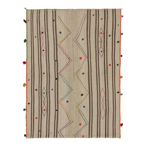1950s Vintage Persian Kilim in Beige and Brown Stripes by Rug & Kilim